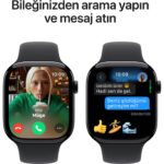 Apple Watch Series 10 GPS, 46 mm Simsiyah Alüminyum Kasa ve Siyah Spor Kordon - S/M - Görsel 7