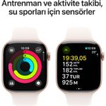 Apple Watch Series 10 GPS, 46 mm Roze Altın Rengi Alüminyum Kasa ve Bulut Pembesi Spor Kordon - M/L - Görsel 4