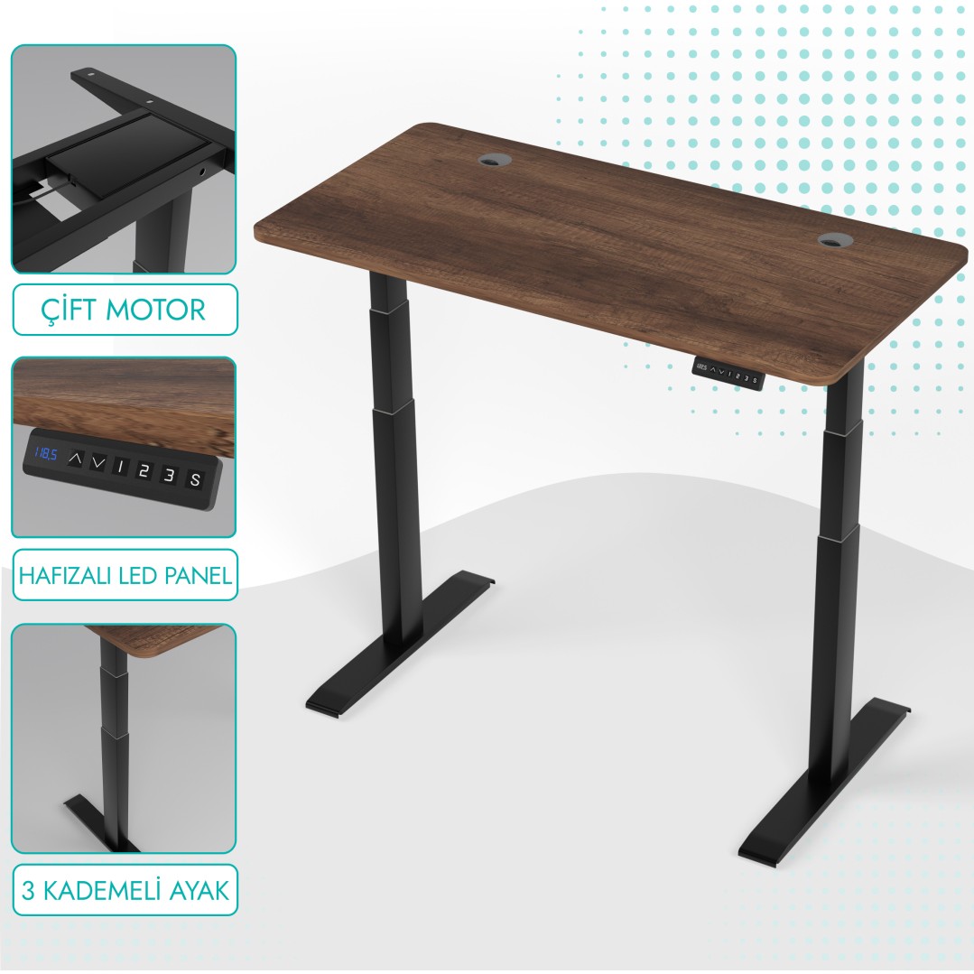 110000800931335.jpg Karr Office O-Flex Duo Çift Motorlu Elektrikli Yükseklik Ayarlı Masa - 120x60 - Barok - Görsel 1