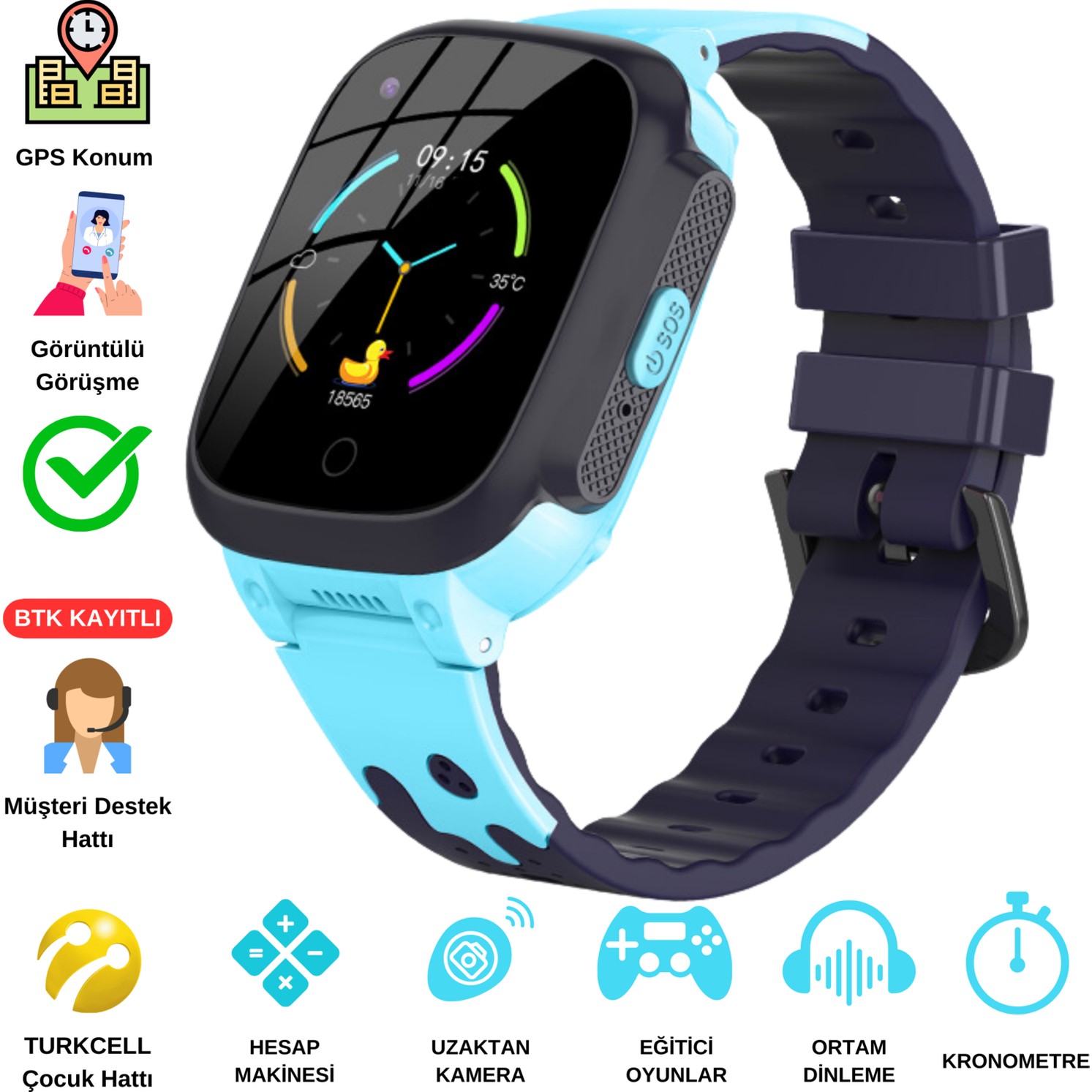110000816918230.jpg Jetzu 4g Görüntülü Konuşma Özellikli ve Gps Konum Takipli Sim Kartlı Akıllı Çocuk Saati (Btk Kayıtlı-Yerli Üretim) - Görsel 1