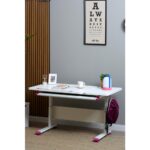 Creo Mobili Kız Çocuk Odası Masası, Ergonomik Çalışma Masası - 130x70 Cm, Beyaz/Fuşya - Vega Simple - Görsel 4