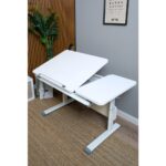 Creo Mobili Kompakt Çalışma Masası, Yükseklik Ayarlı Montessori Uyumlu - 130x70 Cm, Beyaz/Gri - Vega Simple - Görsel 2