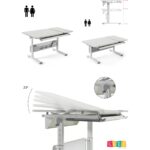 Creo Mobili Kompakt Çalışma Masası, Yükseklik Ayarlı Montessori Uyumlu - 130x70 Cm, Beyaz/Gri - Vega Simple - Görsel 10