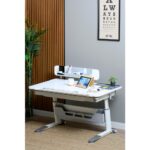 Creo Mobili Fonksiyonel Genç Odası Masası Çekmeceli, Yükseklik Ayarlı - 120x75 Cm, Beyaz/Gri - Sirius Standart - Görsel 4