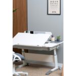 Creo Mobili İlkokul Masası Yüksekliği Ayarlanabilir Montessori Uyumlu - 120x75 Cm, Beyaz/Gri - Sirius Simple - Görsel 3
