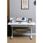 Creo Mobili Fonksiyonel Genç Odası Masası Yükseklik Ayarlı ve Çekmeceli - 130x70 Cm, Beyaz/Gri - Vega Standart - Görsel 4