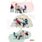 Creo Mobili Lise ve Üniversite İçin Çalışma Masası + Sandalye + Keson + Tabure - Beyaz/Fuşya - Sirius Premium - Görsel 8