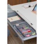 Creo Mobili Lise ve Üniversite İçin Çalışma Masası + Sandalye + Keson + Tabure - Beyaz/Fuşya - Sirius Premium - Görsel 7