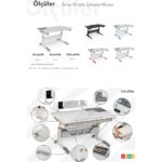 Creo Mobili İlkokul Masası Yüksekliği Ayarlanabilir Montessori Uyumlu - 120x75 Cm, Beyaz/Gri - Sirius Simple - Görsel 10