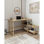 Cmd Wood TAVALO Çalışma Masası – 125x65 cm, 120cm Etejerli & 2 Raflı, Ahşap Ayaklı, MDF, Modern ve İşlevsel Tasarım - Görsel 4