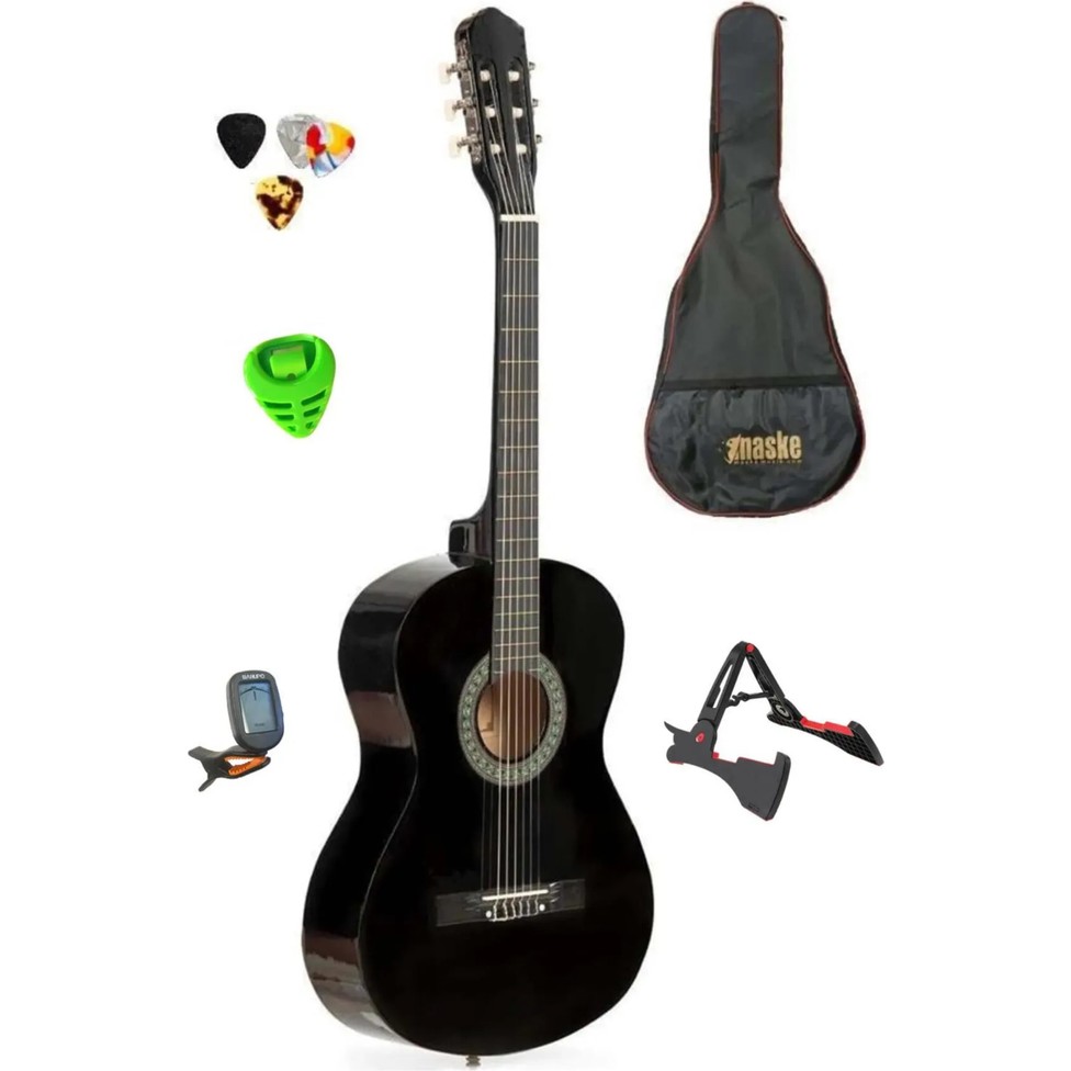 110000935506791.jpg Gmc Music Store Şok Kampanya Siyah Klasik Gitar Seti (Tuner Stand Kılıf Pena Hediyeli) - Görsel 1