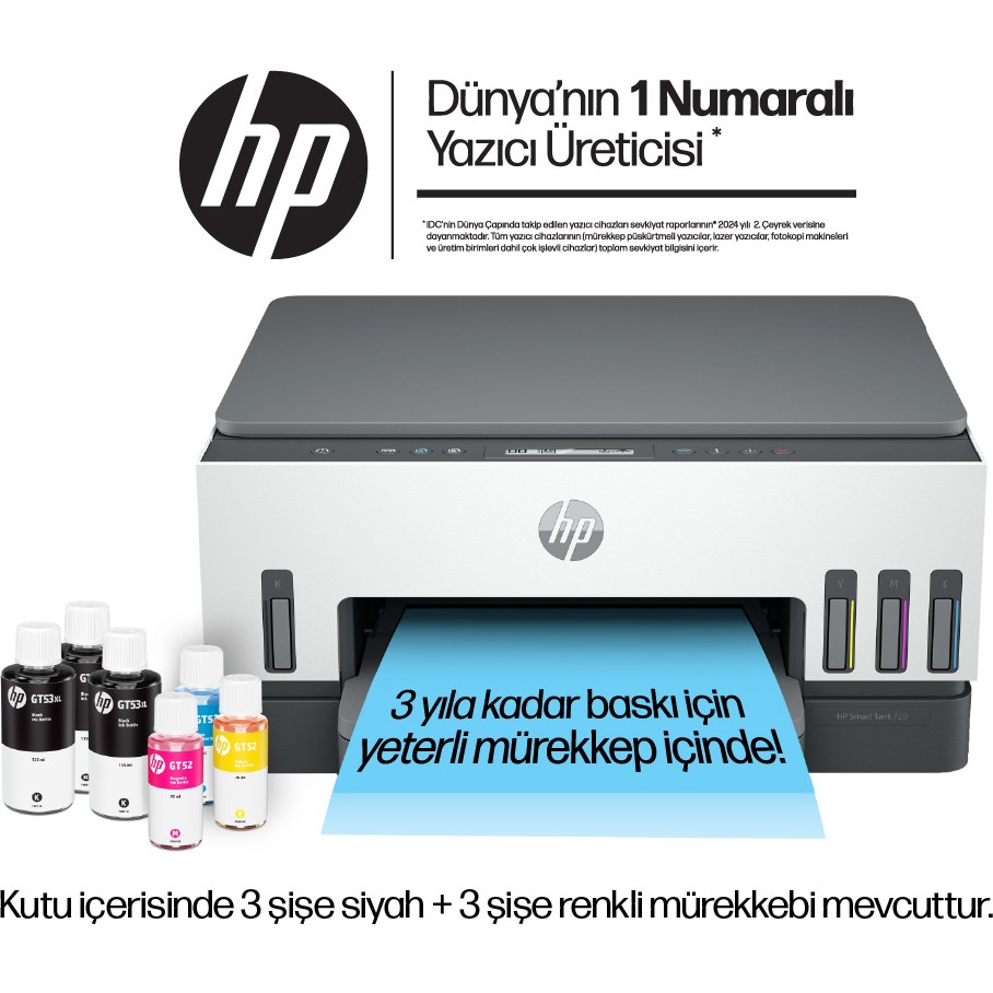 110000939560101.jpg HP Smart Tank 720 All-in-One Yazıcı, Baskı, Tarama, Kopyalama, Kablosuz, 6UU46A - Görsel 1