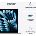 Apple MacBook Air M4 16GB 256GB SSD macOS 15" Taşınabilir Bilgisayar Gök Mavisi MC7A4TU/A - Görsel 10