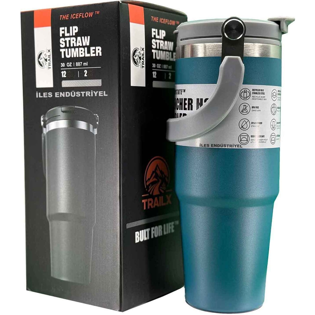 110000952319153.jpg Trailx Vakumlu Termos, Paslanmaz Çelik 30 OZ/887 Ml, Mavi - Görsel 1