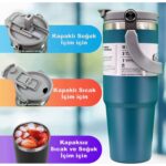 Trailx Vakumlu Termos, Paslanmaz Çelik 30 OZ/887 Ml, Mavi - Görsel 2