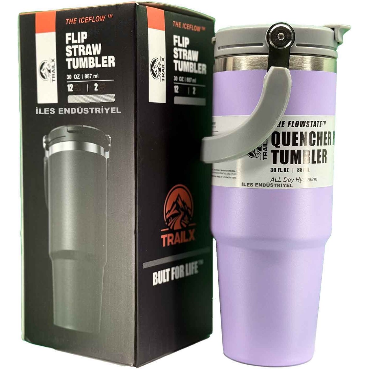 110000952324705.jpg Trailx Vakumlu Termos, Paslanmaz Çelik 30 OZ/887 Ml, Lila - Görsel 1