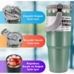 Trailx Vakumlu Termos, Paslanmaz Çelik 30 OZ/887 Ml, Yeşil - Görsel 2