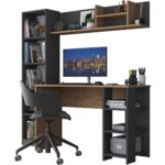 Rani HA125 Kitaplıklı Raflı Çalışma Ofis Bilgisayar Masası Antrasit - Sepet Ceviz - Görsel 5