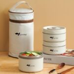 Valkyrie 3 Gözlü Paslanmaz Çelik Isı Yalıtımlı Yemek Kabı Seti Çantalı 304 Steel 2 x 420ML + 550ML - Görsel 3