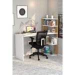 Moonlife Çınar Kitaplıklı Çalışma Masası Beyaz Çam