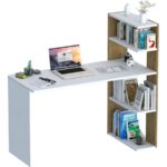 Moonlife Çınar Kitaplıklı Çalışma Masası Beyaz Çam - Görsel 4