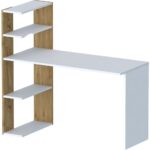 Moonlife Çınar Kitaplıklı Çalışma Masası Beyaz Çam - Görsel 5