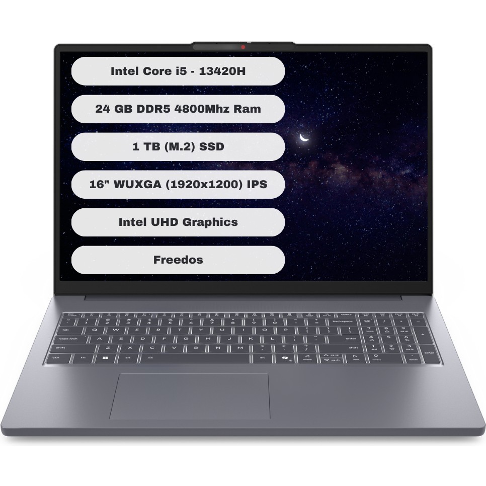 110000996523309-2.jpg Lenovo Ideapad Slim 3 16IRH10 GTI24 Intel Core I5 13420H 24GB 1tb SSD Freedos 16'' Wuxga Taşınabilir Bilgisayar 83K2001UTR - Görsel 1