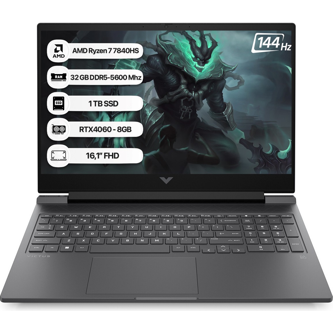 110000996588093.jpg Hp Victus 7Z600EA Amd R7 7840HS 32GB 1tb SSD RTX4060-8GB Freedos 16.1" Fhd 144Hz Taşınabilir Bilgisayar - Görsel 1