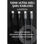 Lucatech iPad Pro / iPad Air / iPad Mini Uyumluuyumlu 2 Metre Kırılmaz 120W Typec Kablo - Görsel 5