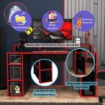 Bimossa Dina Oyuncu Masası Siyah Kırmızı 140 cm - Görsel 2