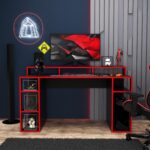 Bimossa Dina Oyuncu Masası Siyah Kırmızı 140 cm - Görsel 3
