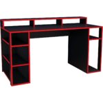 Bimossa Dina Oyuncu Masası Siyah Kırmızı 140 cm - Görsel 4