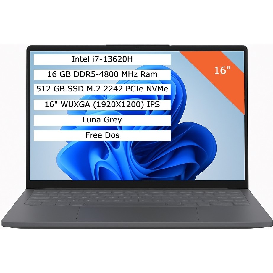 110001014216921.jpg Lenovo Ideapad Slim 3 Intel Core I7 13620H 16GB 512GB SSD 16" Wuxga IPS Fdos Taşınabilir Bilgisayar 83K2001WTR - Görsel 1