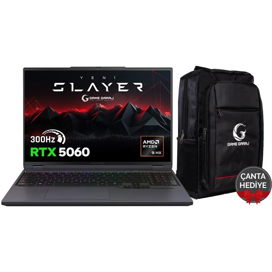 110001031336013.jpg Game Garaj Slayer R9T-5060 C1 Amd Ryzen 9 8945HX 32GB Ram 1tb SSD RTX5060 16" 300Hz Qhd+ Freedos Gaming Laptop - Görsel 1