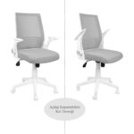 Aule BEYAZ Katlanır Kollu Çalışma Sandalyesi | LUMA Ofis ve Bilgisayar Koltuğu | Gri Kumaş - Görsel 4