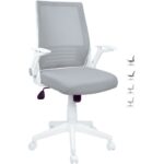 Aule BEYAZ Katlanır Kollu Çalışma Sandalyesi | LUMA Ofis ve Bilgisayar Koltuğu | Gri Kumaş
