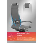 Metta Samurai Ergonomik Deri Ofis Koltuğu / Çalışma Sandalyesi - F.2.1.49 - Gri - Görsel 2