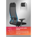 Metta Ergolife Sit 10 Ergonomik Fileli Yönetici Koltuğu / Ofis Sandalyesi  - 13E.D.1.2A2 - Siyah - Görsel 2