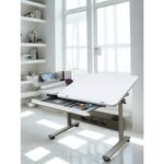Creo Mobili Fonksiyonel Genç Odası Masası Yükseklik Ayarlı ve Çekmeceli - 130x70 Cm, Beyaz/Gri - Vega Standart