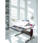 Creo Mobili Fonksiyonel Genç Odası Masası Çekmeceli, Yükseklik Ayarlı - 120x75 Cm, Beyaz/Gri - Sirius Standart