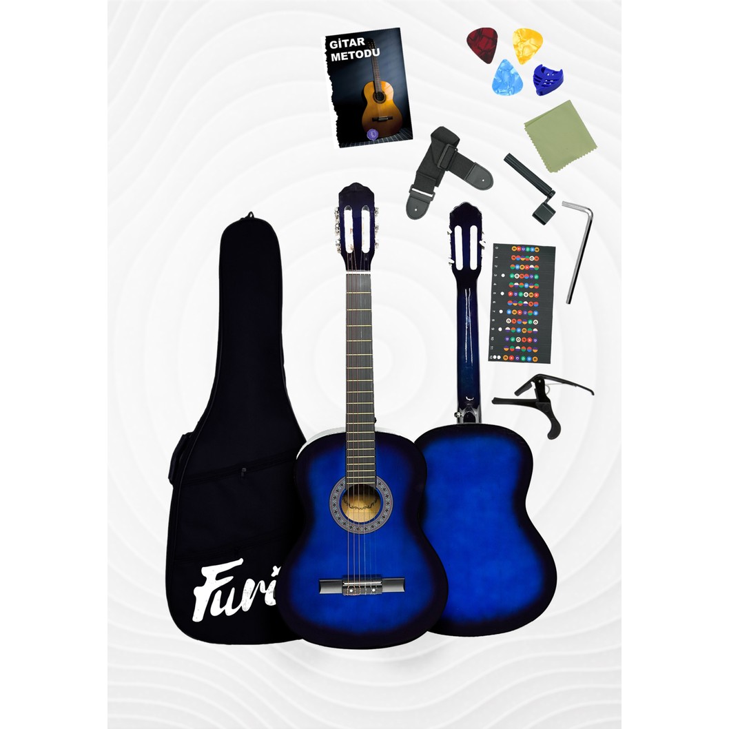 110001081176031.jpg Furia CG-3902BL Klasik Gitar 4/4 Yetişkin Boy Sap Ayarlı Full Set - Siyah - Görsel 1