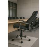 Arji Ev ve Ofis Çalışma Sandalyesi Bilgisayar Koltuğu Metal İskelet - Siyah Deri - Görsel 2