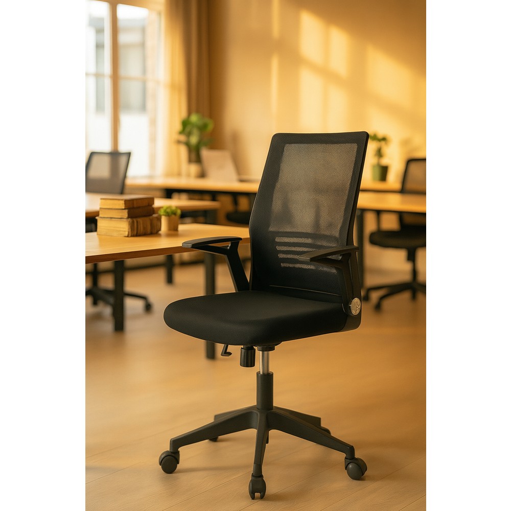 110001094623281.jpg Sahmetra Sun Çalışma Sandalyesi, Açılabilir Kol Çalışma Koltuğu, Bilgisayar Ofis Sandalyesi Siyah Plastik Ayak - Görsel 1