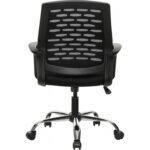 Arji Ev ve Ofis Çalışma Sandalyesi Bilgisayar Koltuğu Çalışma Koltuğu Krom Ayak- Siyah - Görsel 2