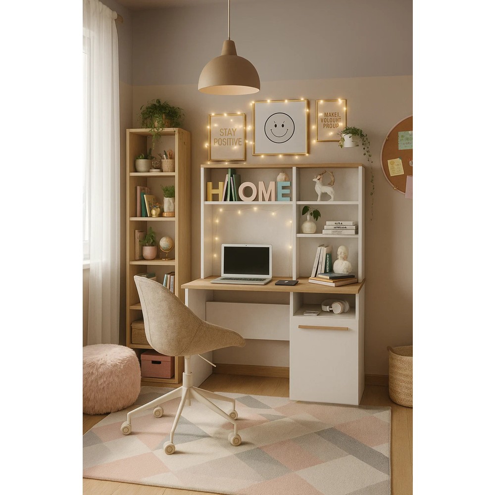 110001118418583.jpg Sandalie Genç Eva Çalışma Masası -Sarı Meşe&beyaz - Görsel 1