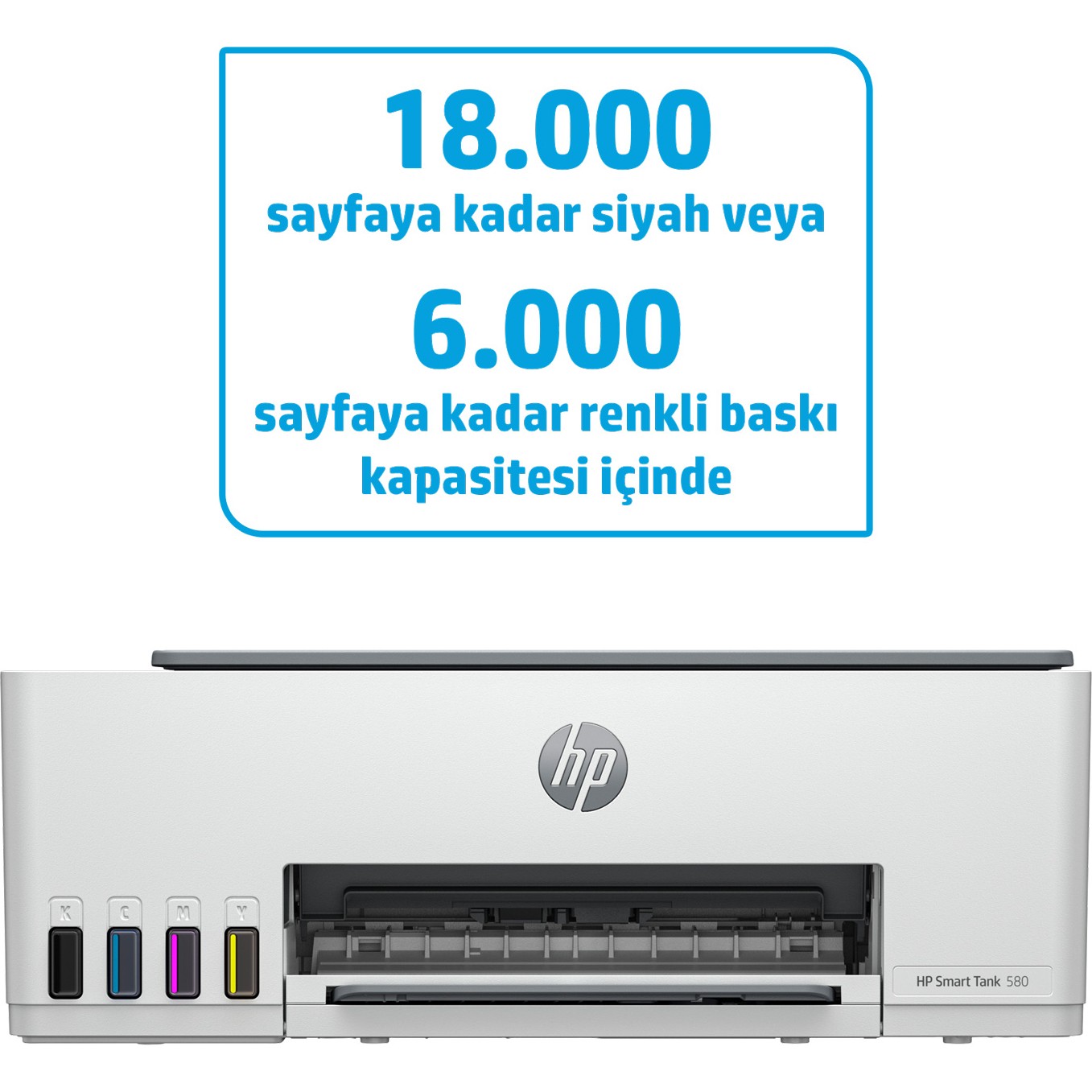 110001124069851.jpg HP Smart Tank 580 All-in-One Renkli Yazıcı, Wireless, Baskı, Fotokopi, Tarama, 1F3Y2A - Görsel 1