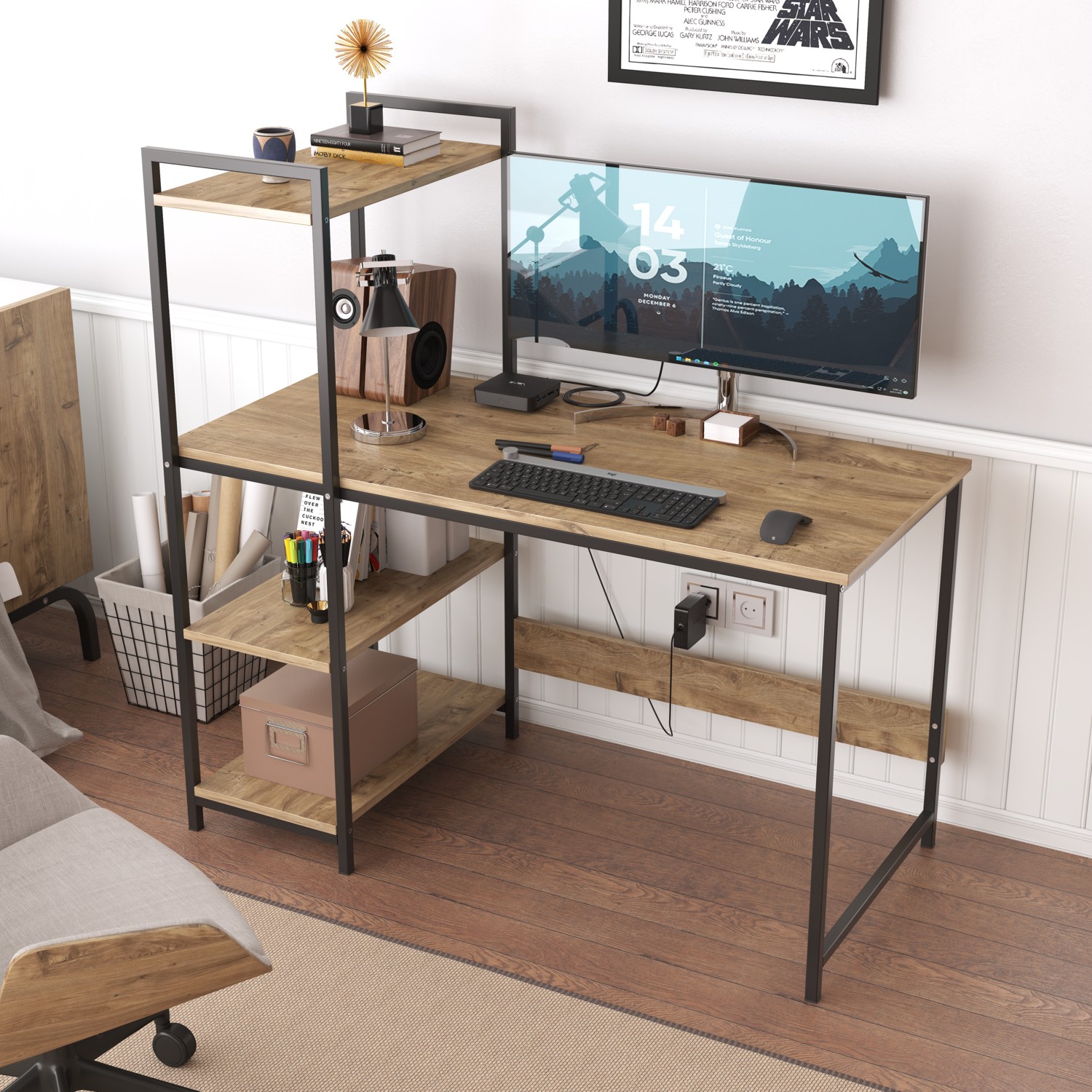 110001125587967.jpg Pratico Tasko Kitaplıklı Çalışma Masası - Görsel 1