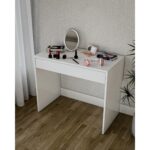 Delta Dizayn 1 Çekmeceli Çalışma / Makyaj Masası – Beyaz, E1 Suntalam, Teleskopik Raylı - Görsel 4