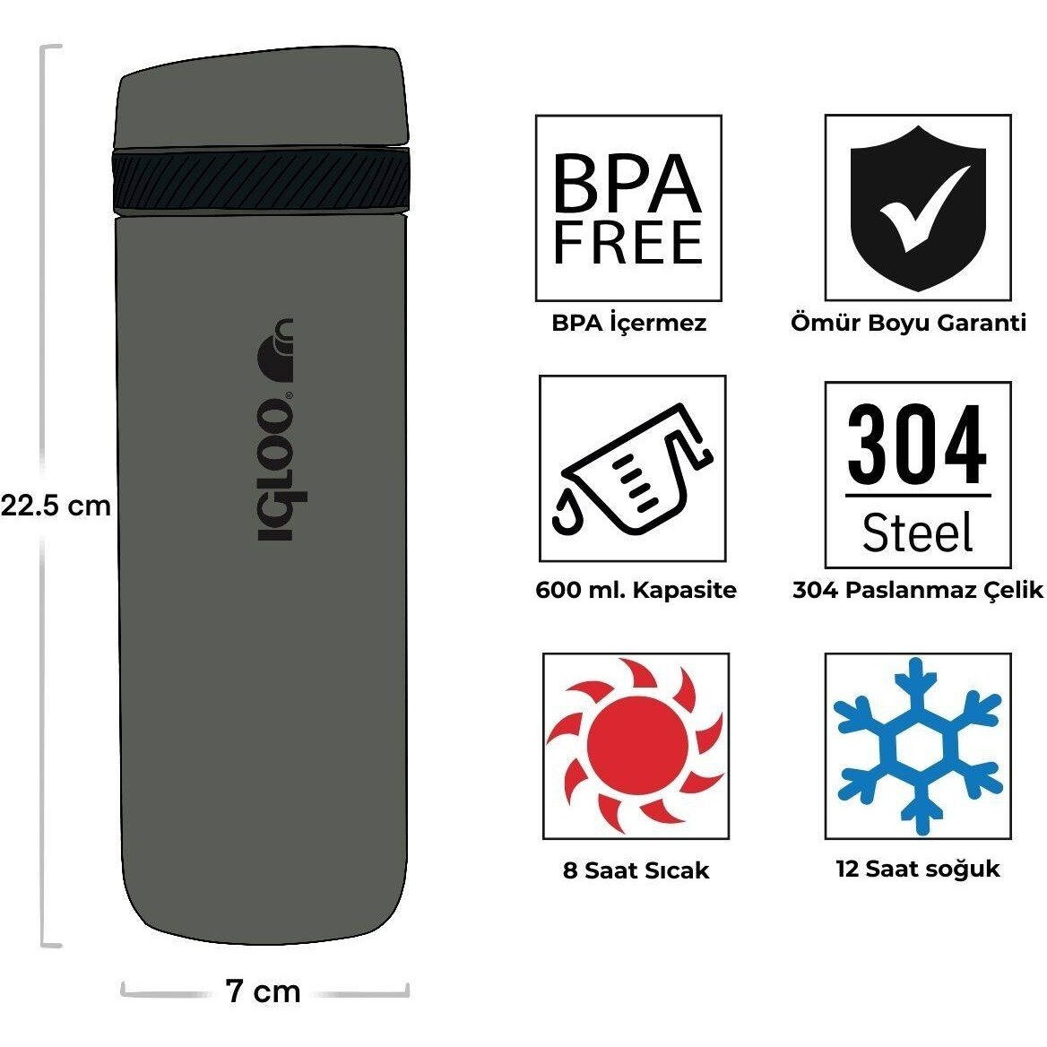 110001135252119.jpg Igloo Squid Termos 600ML-HAKİ - Görsel 1