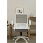 Sahmetra Pacers Katlanır Kollu Çalışma Sandalyesi | Ofis ve Bilgisayar Koltuğu | Gri Kumaş - Beyaz Kollar - Görsel 4